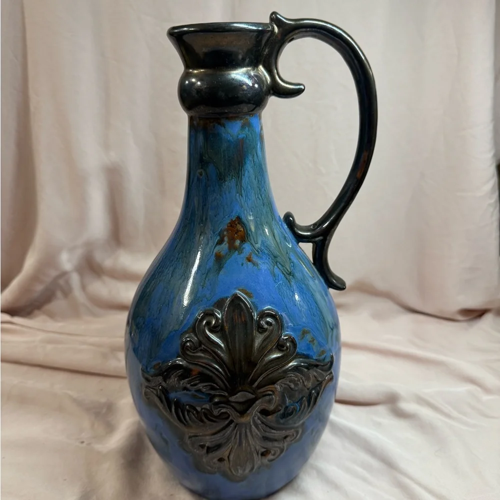 Blue and Silver Decorative Pitcher LAST CHANCE - Picture 1 of 3